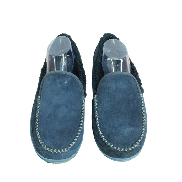 LL Bean Blue Suede Slip On Fleece Lined Mountain Moccasin Slippers Size 10 M - Picture 5 of 9